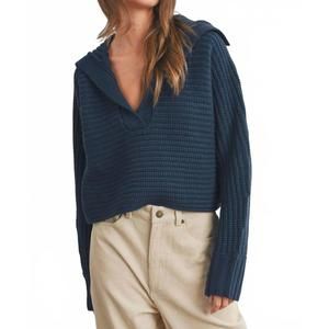 NEW BUTTERMELON drama crop sweater in navy